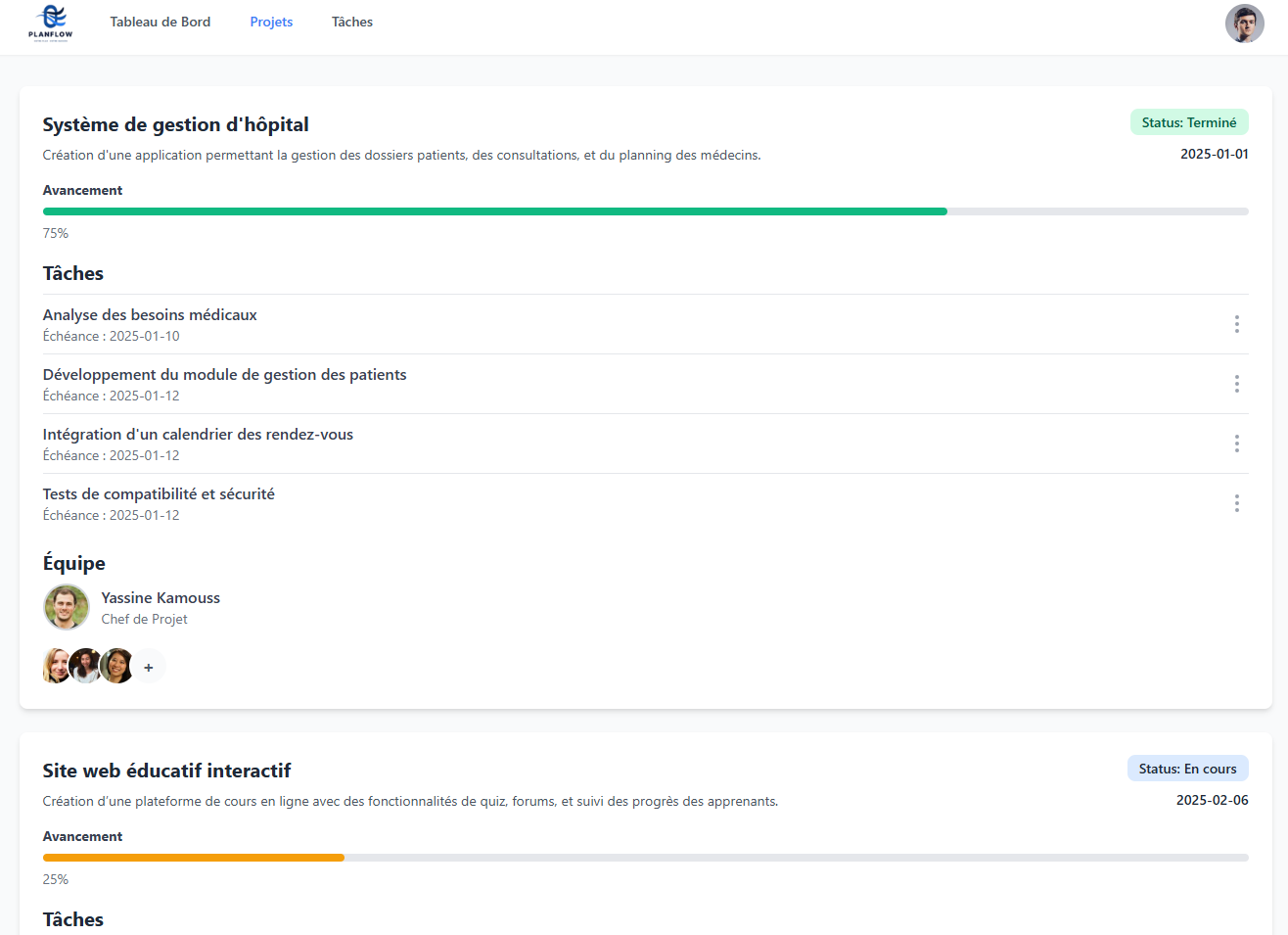 Application web de gestion de projet